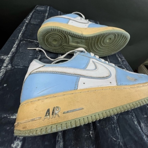 Vintage NIKE Air Force 1 Low Baby Sky Blue & White on Gum & Green - Picture 10 of 15